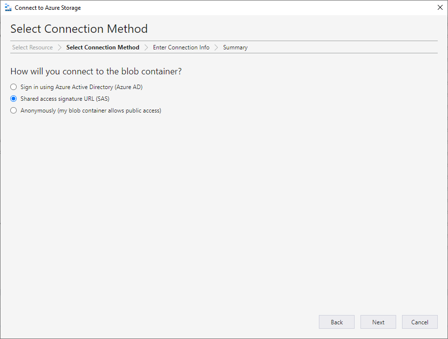 Connect to KingswaySoft Shared Blob Container - Step 2